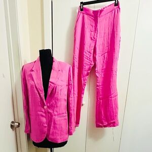 H&M Hot Pink Suit Set | Blazer Size S & Pants Size 8 | Barbiecore | NWT